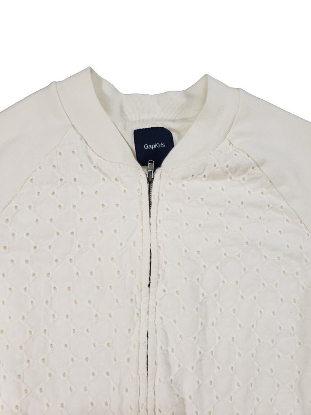 Gap Kids Eyelet Bomber Jacket XL 12 Cream Zip Front Lightweight Jacket